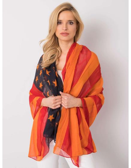 Dámský šátek s potiskem KORBIN červeno-oranžový