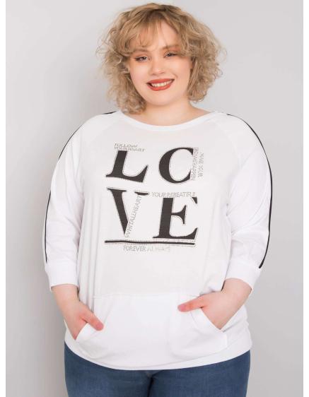 Levně Dámská halenka plus size s kapsou MEG bílá