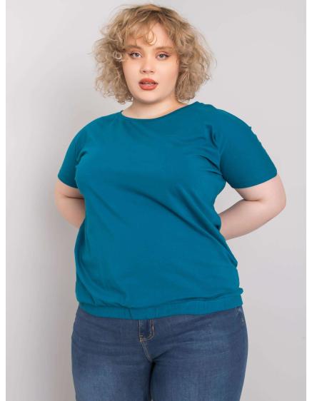 Dámská halenka s žebrovaným pasem plus size ADDYSON modrá Dámská halenka s žebrovaným pasem plus size ADDYSON modrá