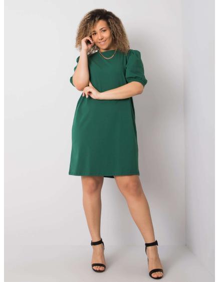 Dámské šaty jednoduché plus size JASMINE tmavě zelené