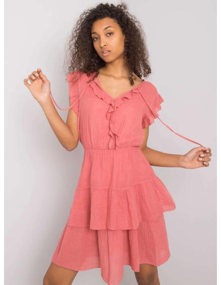 Dámské šaty s volánky Melbina OCH BELLA růžové