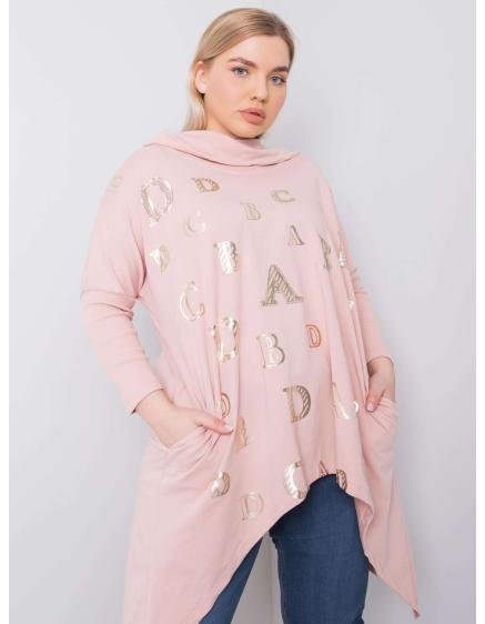 Dámská halenka plus size s kapucí AINA růžová