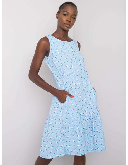 Dámské šaty s volánem květinové Joice RUE PARIS modré