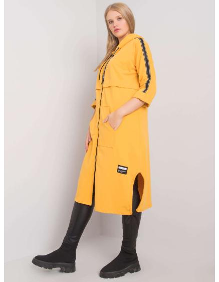 Levně Dámská mikina plus size dlouhá AYDIN žlutá