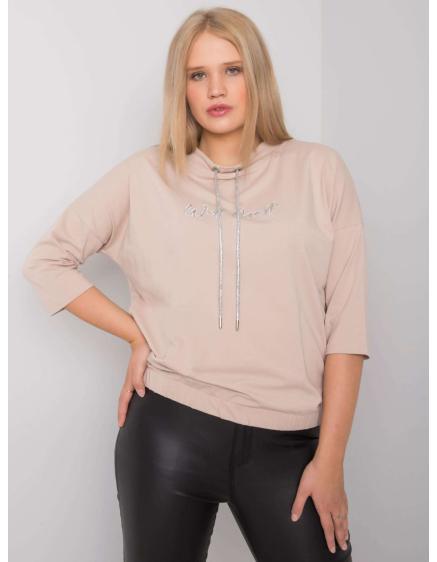 Dámská halenka plus size s kamínky LATORE světle béžová