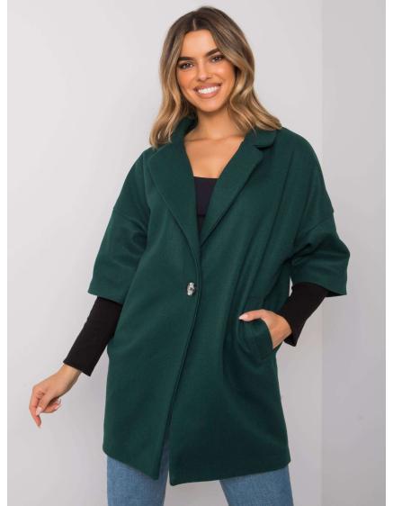 Dámský kabát volný Aliz RUE PARIS tmavě zelený