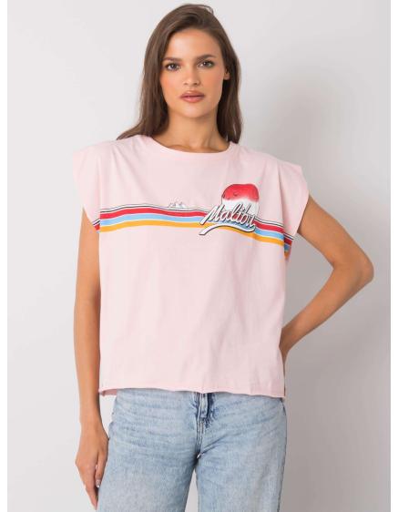 Dámské tričko s potiskem MALIBU světle růžové