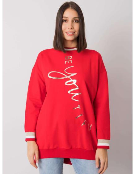 Levně Dámská tunika s nápisem bavlněná plus size JAMELLIA červená