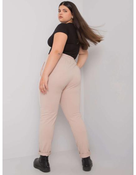 Dámské tepláky s potiskem plus size ABELIA béžové