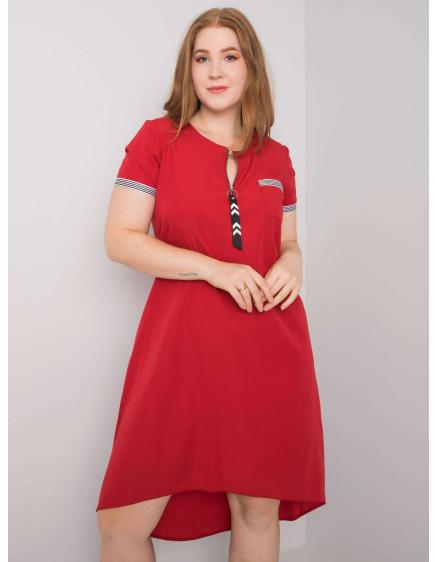 Dámské šaty z bavlny plus size VIANA červené