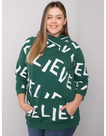 Levně Dámská mikina plus size vzorovaná PERTH tmavě zelená