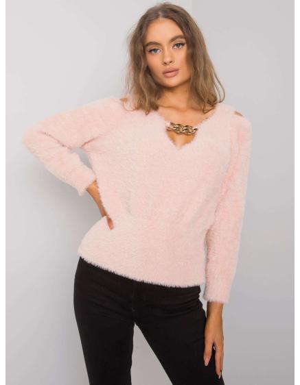 Dámský svetr s výřezy Leandre RUE PARIS růžový