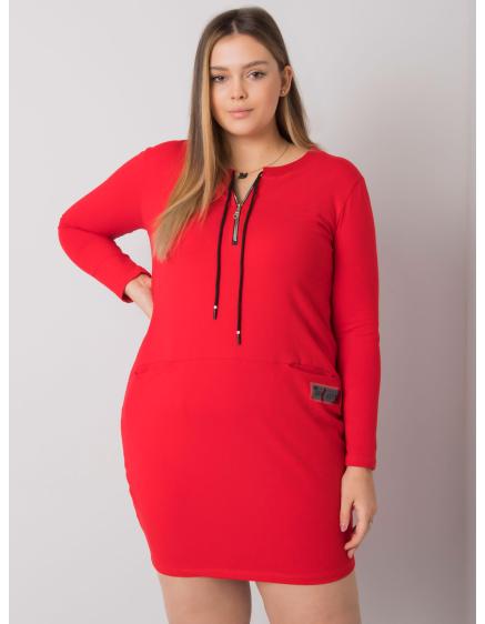 Dámské šaty s kapsami plus size ALESSIA červené