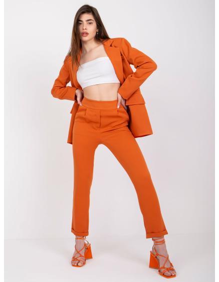 Dámské kalhoty s vysokým pasem HIDALGO tmavě oranžové