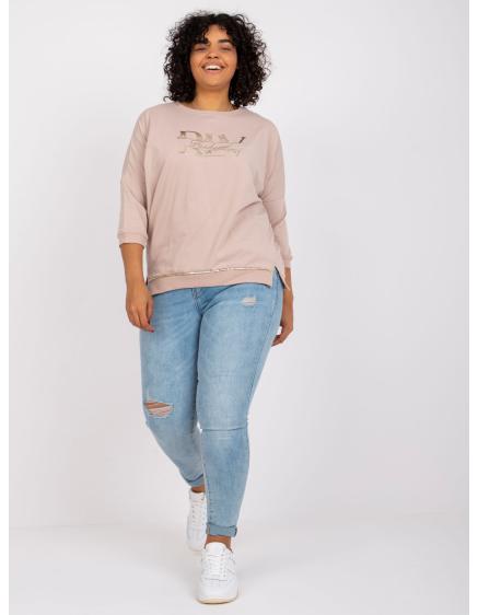 Dámská halenka s kamínky CORDELIA plus size světle béžová Dámská halenka s kamínky CORDELIA plus size světle béžová