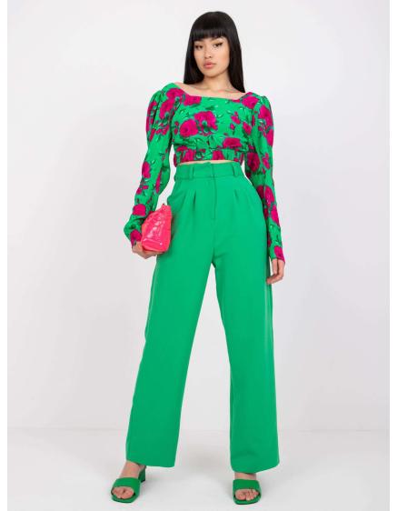 Dámské kalhoty s vysokým pasem CAROLINE zelené