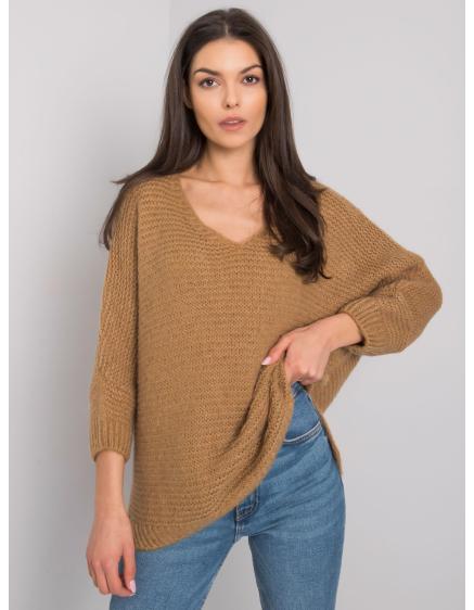 Levně Dámský svetr oversize Camden OCH BELLA hnědý