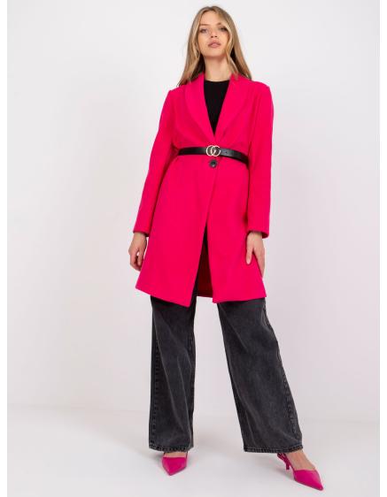Dámský kabát s páskem LUNA růžový