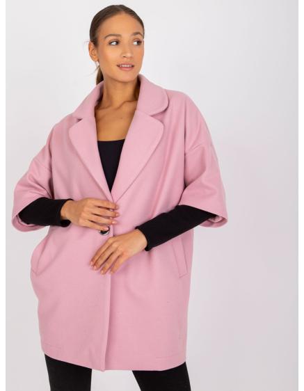 Dámský kabát s jedním knoflíkem Aliz RUE PARIS světle růžový