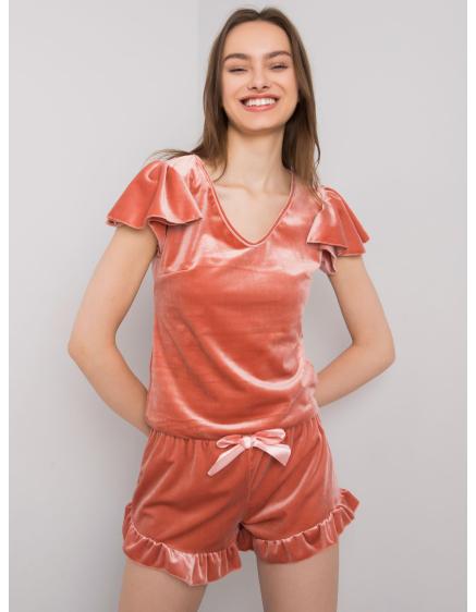 Dámské pyžamo dvoudílné velurové Farnetta RUE PARIS růžové