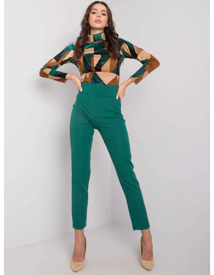 Dámské kalhoty s páskem AURELLA zelené