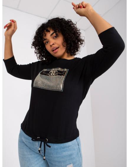 Levně Dámská halenka pro každodenní nošení z bavlny plus size ROSIE černá