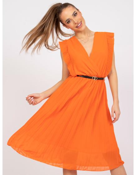 Dámské šaty s obálkovým výstřihem midi MARINE oranžové