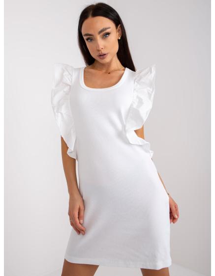 Dámské šaty s volánky pruhované mini TIKVA bílé