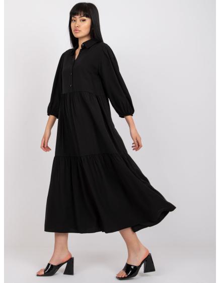 Dámské šaty s volánky bavlněné RUE PARIS černé