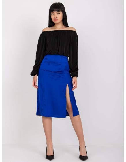 Dámská sukně s vysokým pasem RUE PARIS kobaltově modrá 