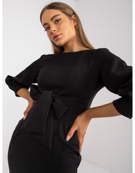 Dámské šaty s páskem elegantní koktejlové LEX černé Dámské šaty s páskem elegantní koktejlové LEX černé
