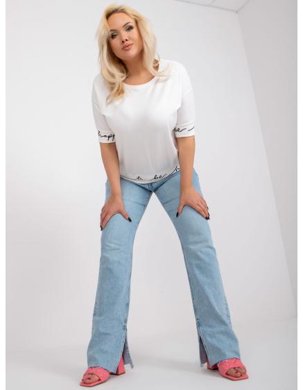 Levně Dámská halenka l olná plus size s kulatým výstřihem JAY ecru