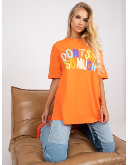 Dámské tričko s potiskem a kulatým výstřihem bavlněné INFIA oranžové