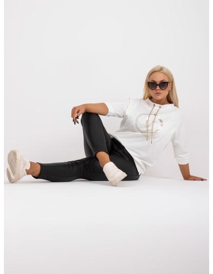 Dámská halenka s ozdobnou nášivkou bavlněná plus size ELLA ecru