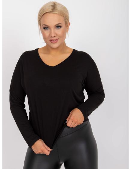 Dámská halenka s dlouhými rukávy hladká plus size ELISA černá