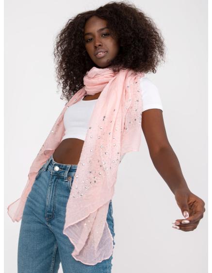 Dámský šátek s aplikací AZU světle růžový
