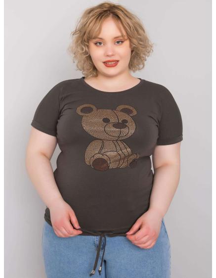 Dámská halenka s kamínky plus size LUCE tmavě khaki