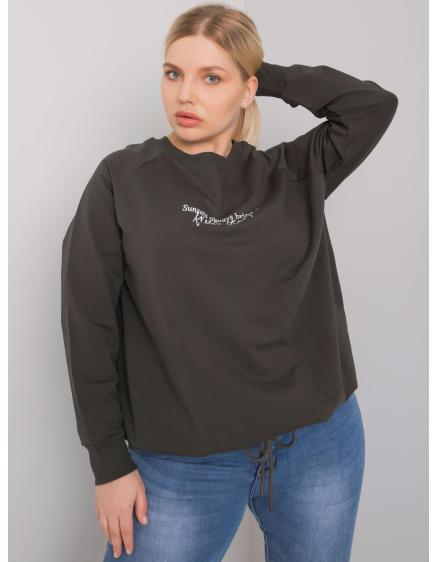 Dámská mikina s nápisem plus size MARLOW tmavě khaki