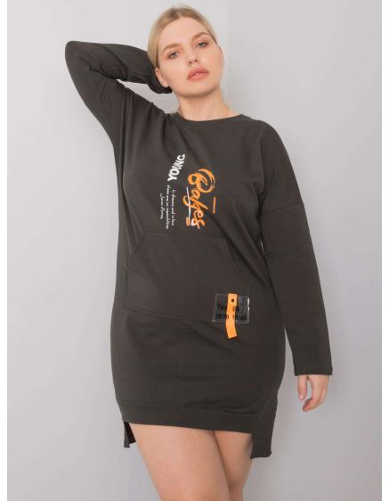 Dámské šaty plus size teplákové AKIRA tmavě khaki