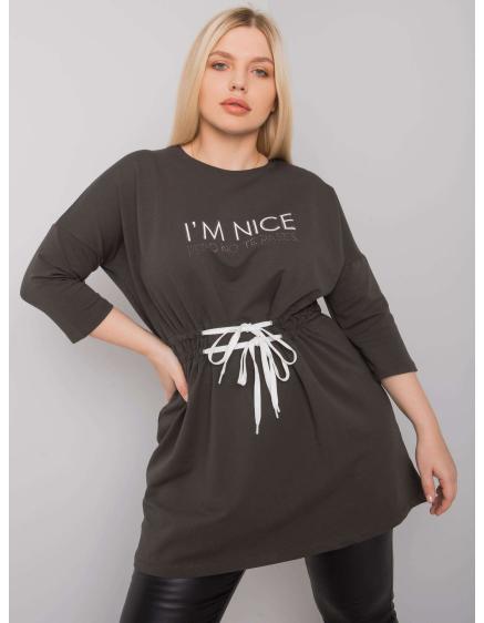 Dámská tunika plus size s vázáním TULSA tmavě khaki