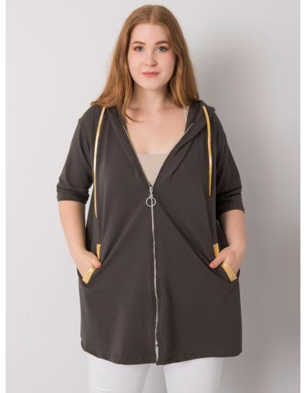 Dámská mikina na zip plus size LOUNES khaki