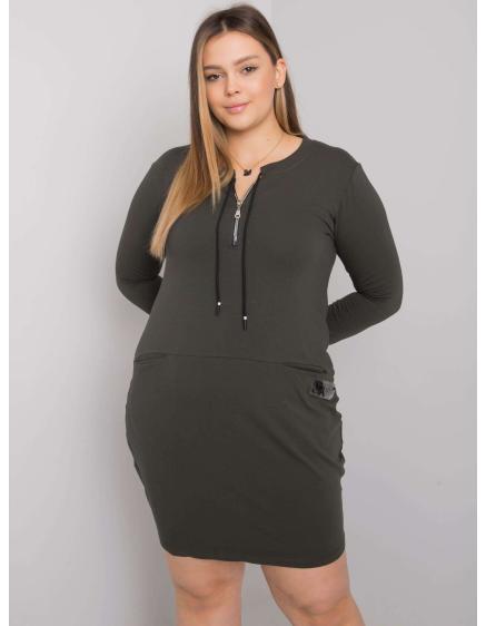 Dámské šaty s kapsami plus size ALESSIA khaki