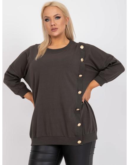 Dámská halenka s kulatým výstřihem plus size BRIGITTE khaki