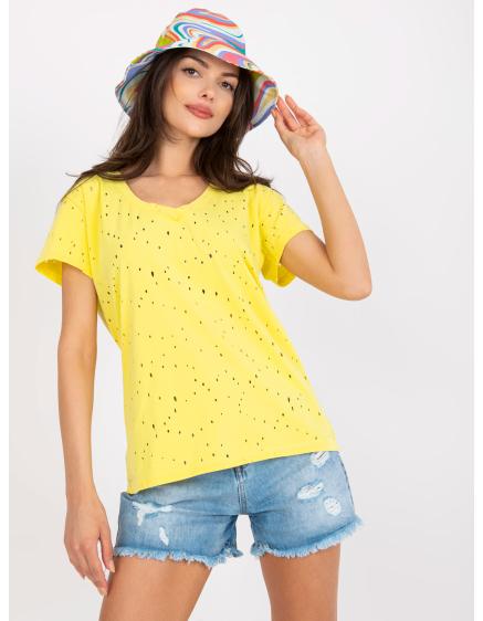 Dámské tričko s dírami ONE COLOR žluté