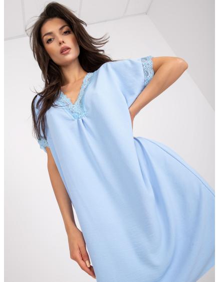 Dámské šaty s krajkou oversize DALLAS světle modré