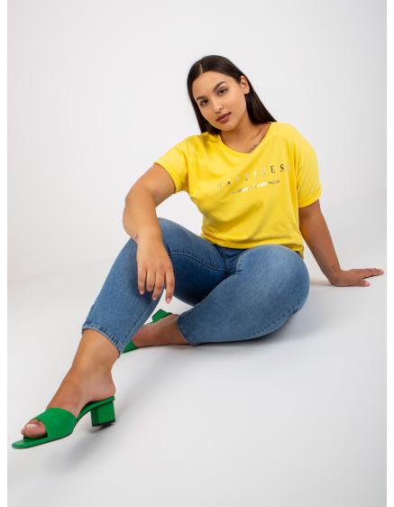 Dámské tričko asymetrické plus size bavlněné GREPA žluté