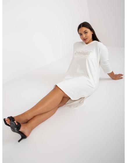 Dámská tunika s nápisem bavlněná plus size DEIDRE ecru Dámská tunika s nápisem bavlněná plus size DEIDRE ecru