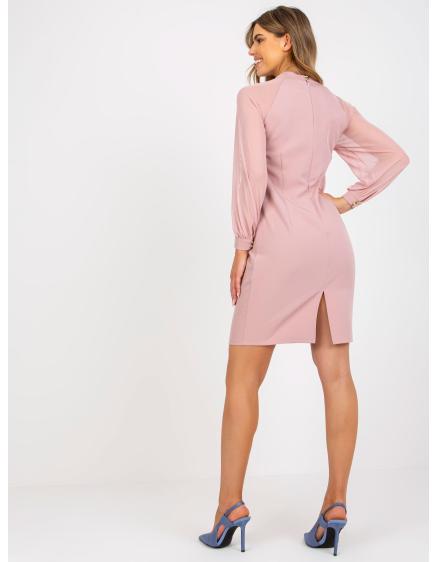 Dámské šaty se síťovinou mini koktejlové CARON růžové