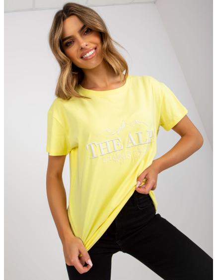 Dámské tričko s nápisy bavlněné SEPAY žluté a bílé