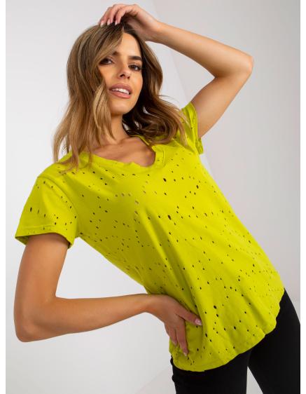 Dámské tričko s dírami bavlněné HOLES limetkově zelené